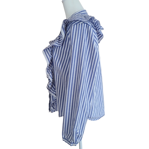 Like New Madewell Whitney Ruffle Long Sleeve Button Up 100% Blouse Size XL - Picture 5 of 10